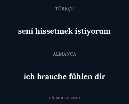 ich brauche fühlen dir - seni hissetmek istiyorum