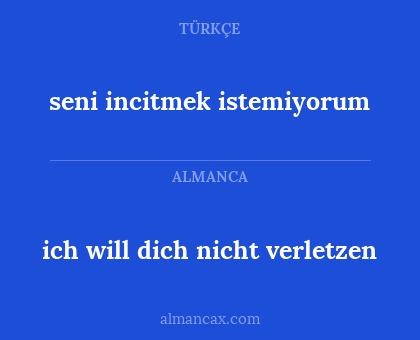 seni incitmek istemiyorum - ich will dich nicht verletzen