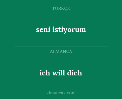 seni istiyorum - ich will dich