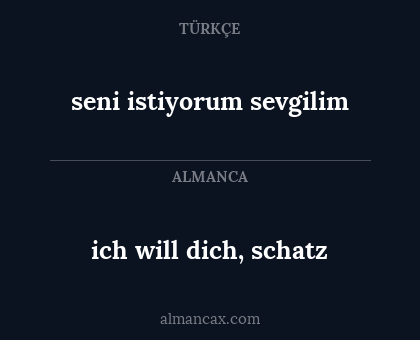 ich will dich, schatz - seni istiyorum sevgilim