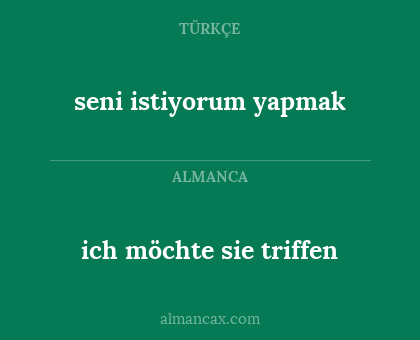 ich möchte sie triffen - seni istiyorum yapmak