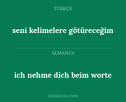 ich nehme dich beim worte - seni kelimelere götüreceğim