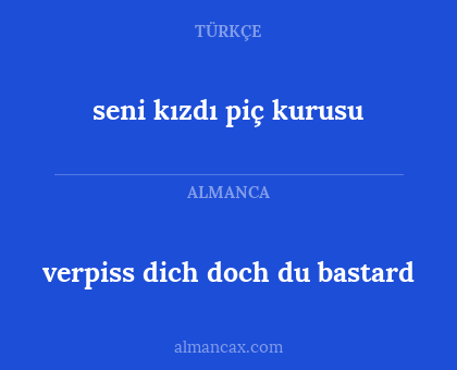 verpiss dich doch du bastard - seni kızdı piç kurusu