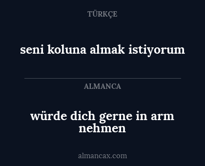 würde dich gerne in arm nehmen - seni koluna almak istiyorum