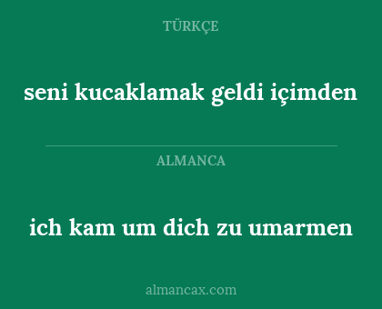 ich kam um dich zu umarmen - seni kucaklamak geldi içimden