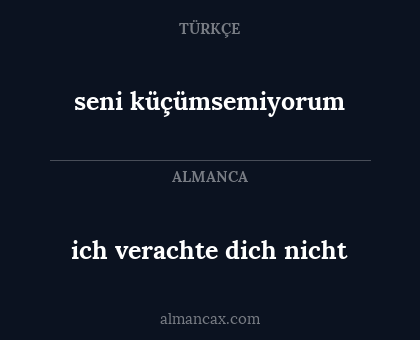 seni küçümsemiyorum - ich verachte dich nicht