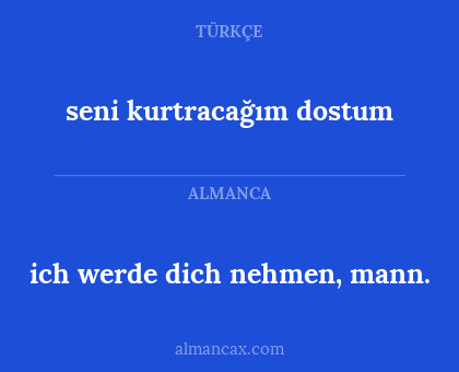 ich werde dich nehmen, mann. - seni kurtracağım dostum