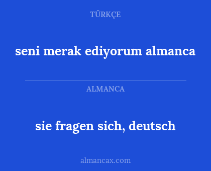 sie fragen sich, deutsch - seni merak ediyorum almanca