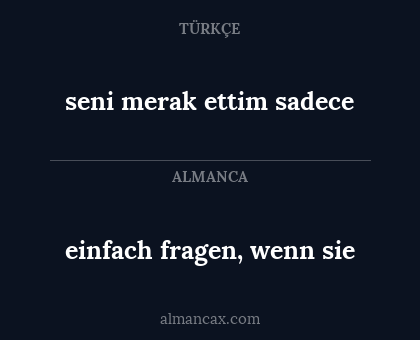 seni merak ettim sadece - einfach fragen, wenn sie