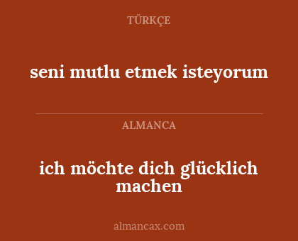 ich möchte dich glücklich machen - seni mutlu etmek isteyorum