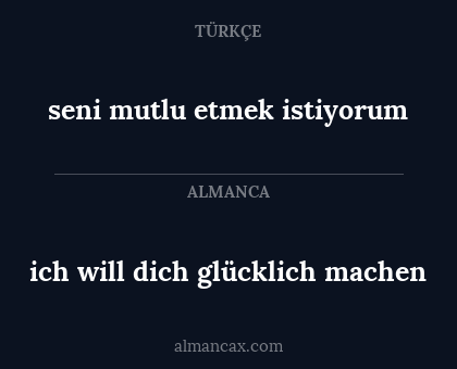 ich will dich glücklich machen - seni mutlu etmek istiyorum