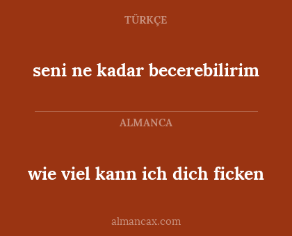 wie viel kann ich dich ficken - seni ne kadar becerebilirim