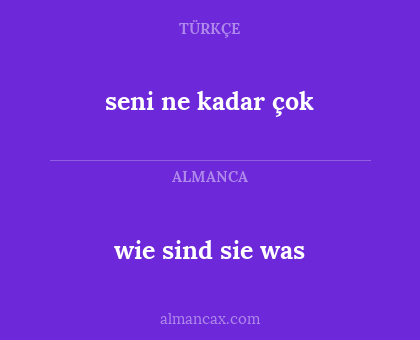 seni ne kadar çok - wie sind sie was