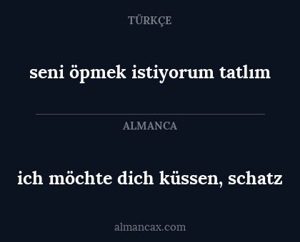 ich möchte dich küssen, schatz - seni öpmek istiyorum tatlım