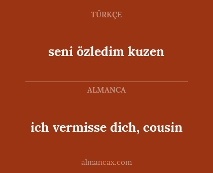 seni özledim kuzen - ich vermisse dich, cousin
