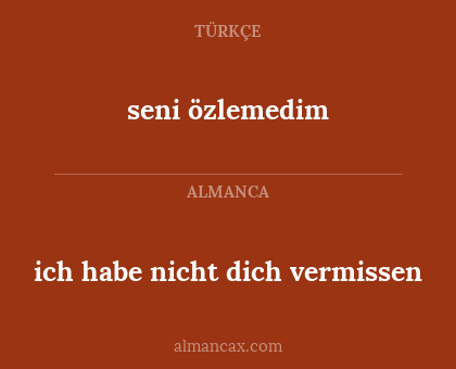 seni özlemedim - ich habe nicht dich vermissen