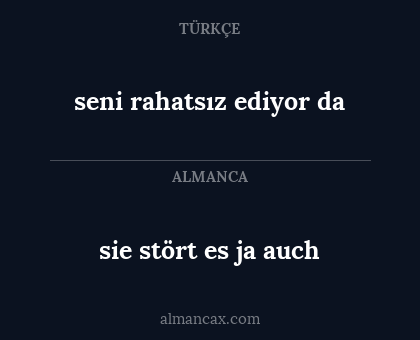 sie stört es ja auch - seni rahatsız ediyor da