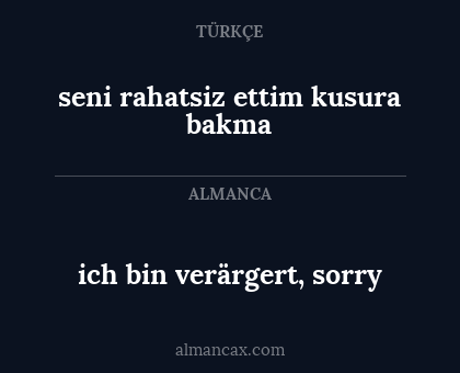 ich bin verärgert, sorry - seni rahatsiz ettim kusura bakma