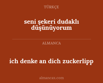 ich denke an dich zuckerlipp - seni şekeri dudaklı düşünüyorum