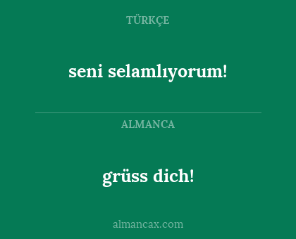grüss dich! - seni selamlıyorum!