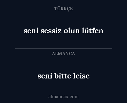seni bitte leise - seni sessiz olun lütfen