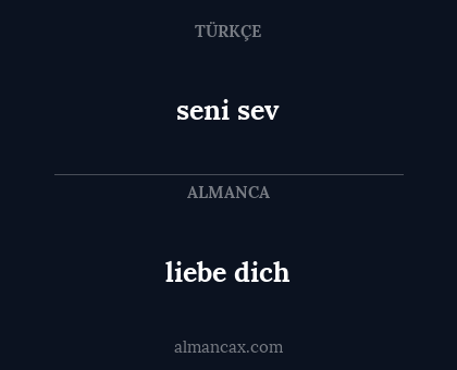 seni sev - liebe dich