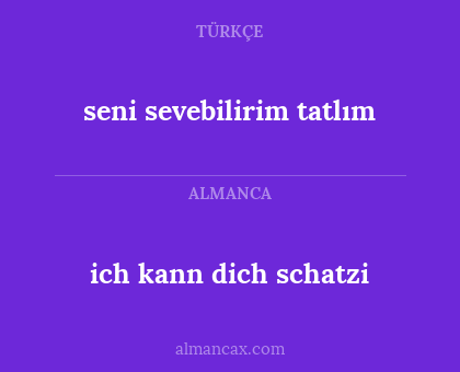 ich kann dich schatzi - seni sevebilirim tatlım