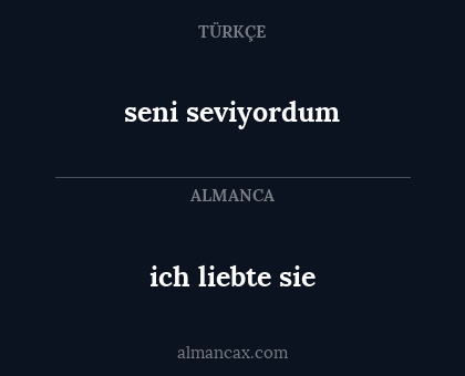 ich liebte sie - seni seviyordum