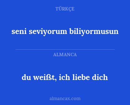 du weißt, ich liebe dich - seni seviyorum biliyormusun