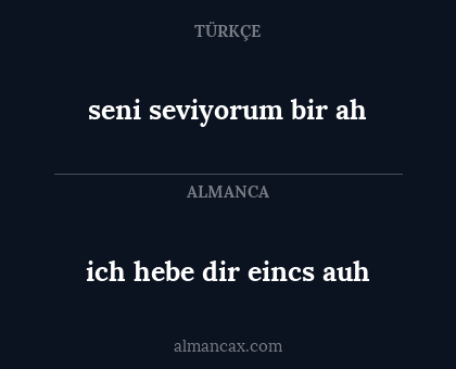 seni seviyorum bir ah - ich hebe dir eincs auh