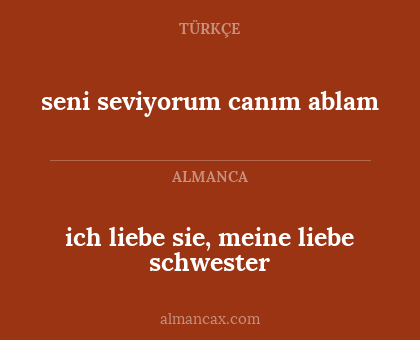 ich liebe sie, meine liebe schwester - seni seviyorum canım ablam