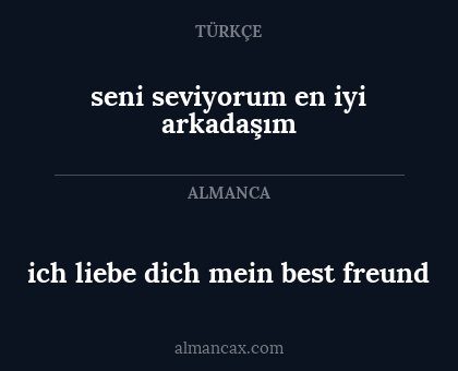 ich liebe dich mein best freund - seni seviyorum en iyi arkadaşım
