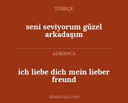 ich liebe dich mein lieber freund - seni seviyorum güzel arkadaşım