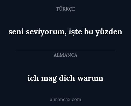 ich mag dich warum - seni seviyorum, işte bu yüzden