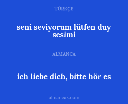 seni seviyorum lütfen duy sesimi - ich liebe dich, bitte hör es