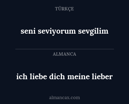 ich liebe dich meine lieber - seni seviyorum sevgilim