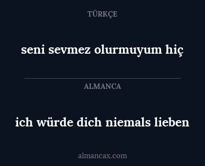 ich würde dich niemals lieben - seni sevmez olurmuyum hiç