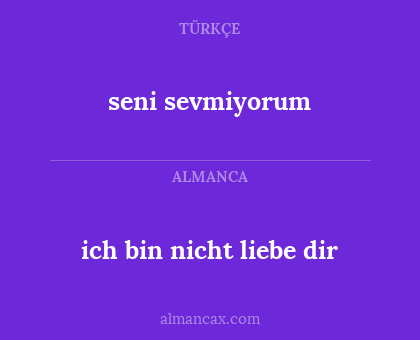 ich bin nicht liebe dir - seni sevmiyorum