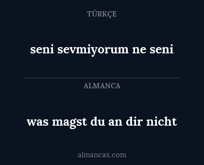 was magst du an dir nicht - seni sevmiyorum ne seni
