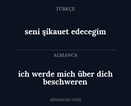 ich werde mich über dich beschweren - seni şikauet edecegim