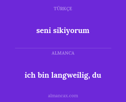 ich bin langweilig, du - seni sikiyorum