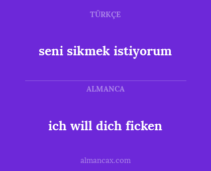 seni sikmek istiyorum - ich will dich ficken