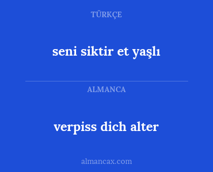 seni siktir et yaşlı - verpiss dich alter
