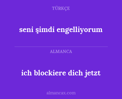ich blockiere dich jetzt - seni şimdi engelliyorum