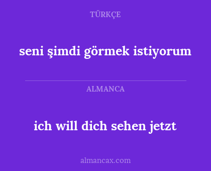 seni şimdi görmek istiyorum - ich will dich sehen jetzt