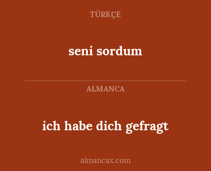 seni sordum - ich habe dich gefragt