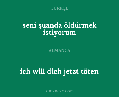 ich will dich jetzt töten - seni şuanda öldürmek istiyorum