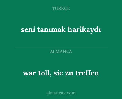 war toll, sie zu treffen - seni tanımak harikaydı