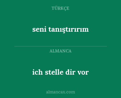 ich stelle dir vor - seni tanıştırırım