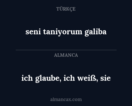 seni taniyorum galiba - ich glaube, ich weiß, sie